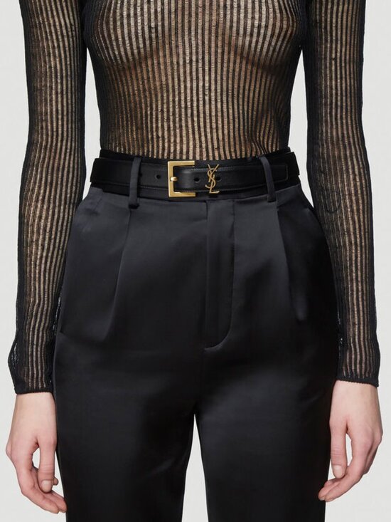 Saint Laurent Cassandre YSL Logo Belt in Black